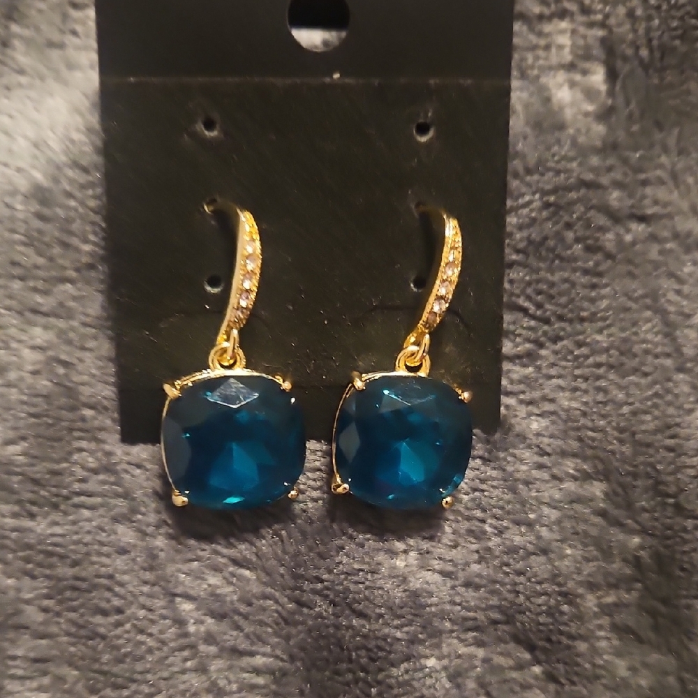 Tahari Gold-Tone Earrings with Deep Green Gemstones - Women Jewelry
